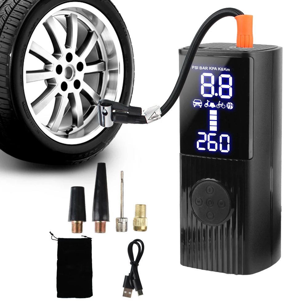 Wireless Inflatable Pump Tire Air Pump Tire Pressure Test 0-150psi/10bar Portable Inflator Car Air Compressor