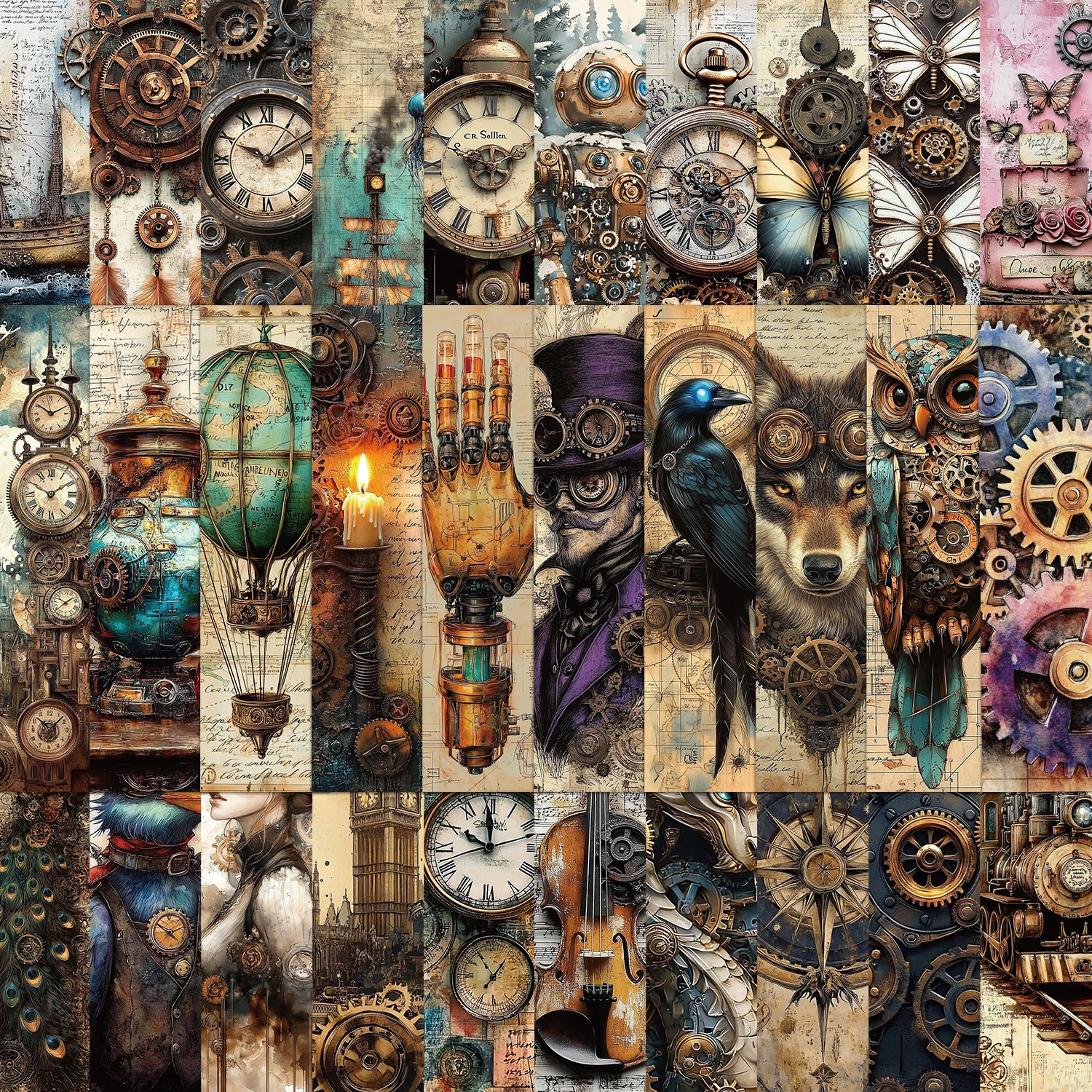 30PCS Cartoon Steampunk Bookmark Bookmarks Pages Book Mark Cartoon Printing Annotated Notebook Clip Creative Unique Durable Gift