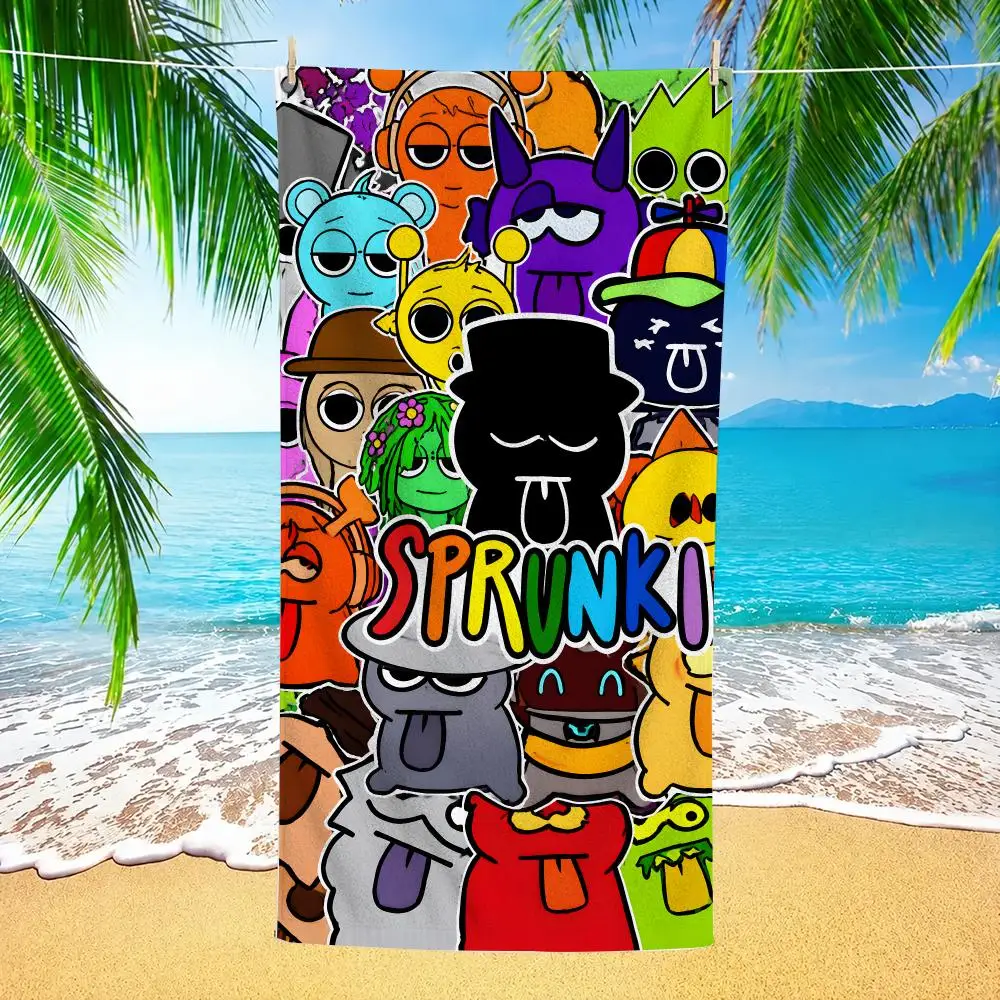 New S-sprunki Game K-kids Towel Beach Towel Quick Dry Absorbent Bath Towel For Swimming Gym Camping Outdoor Sunbathing