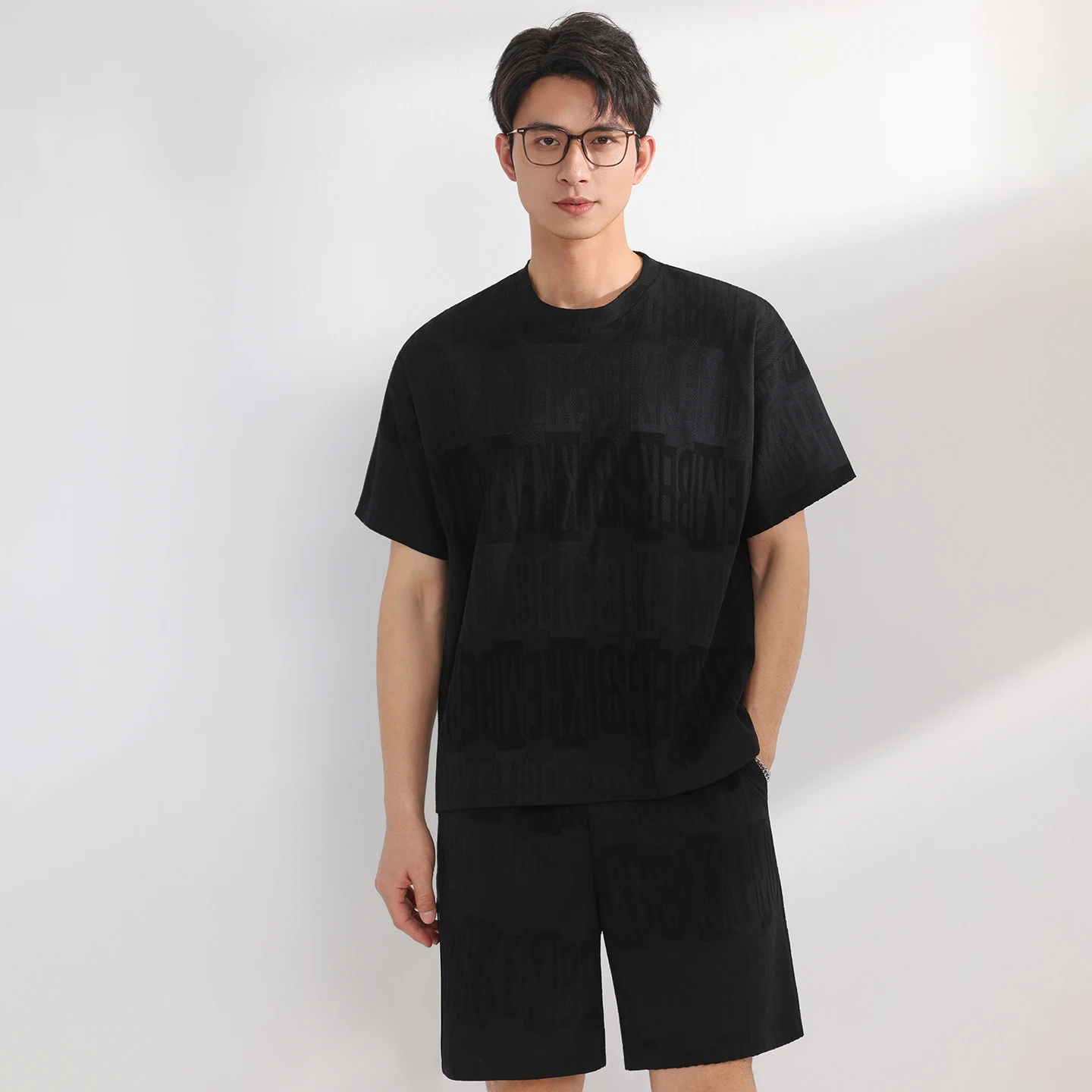 【Top 5-Point Pants】Men's T-Shirt Set Summer Fashion Crew Neck Sports Casual Cycling Jogging Daily Outing Breathable Comfortable view 4