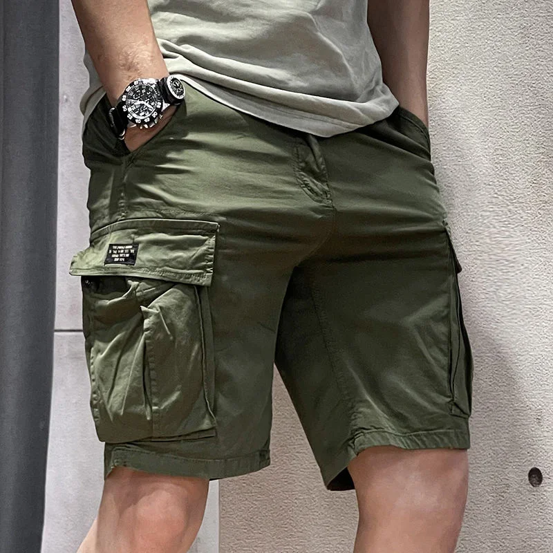 Male Bermuda Short Pants Combat Khaki Men\'s Cargo Shorts with Zipper Harajuku Loose Cotton Comfortable Jorts 2024 Fashion Jogger