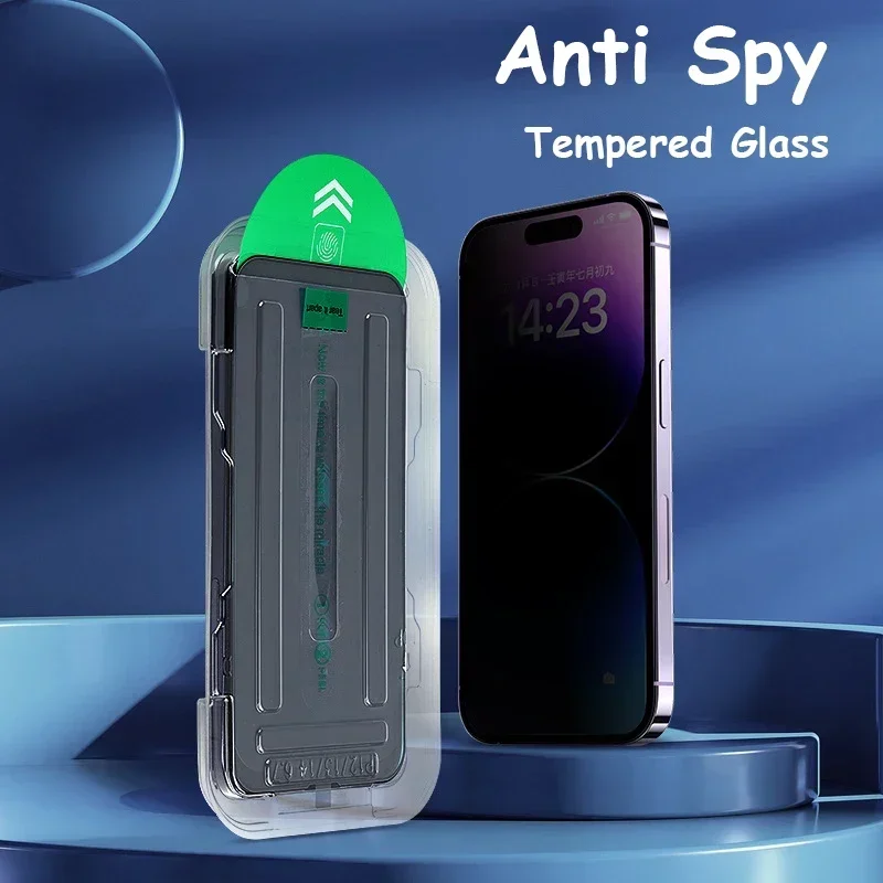 Anti Spy gehärtetes Glas für iPhone 16 15 14 Plus 13 12 11 Pro XS Max X XR Displayschutzfolie Sichtschutzglas mit Installationsset L01
