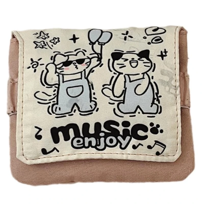 

E8FB Cartoon Polyester Sanitary Napkin Bag For Makeup And Small Items Storage