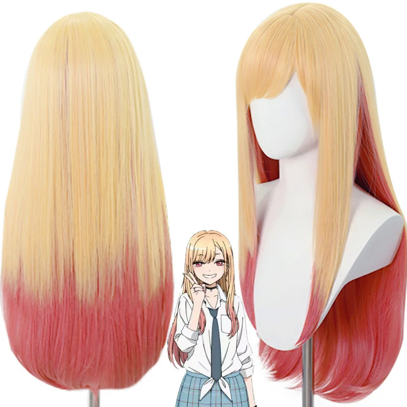 Anime wig with yellow gradient long straight hair for cosplay