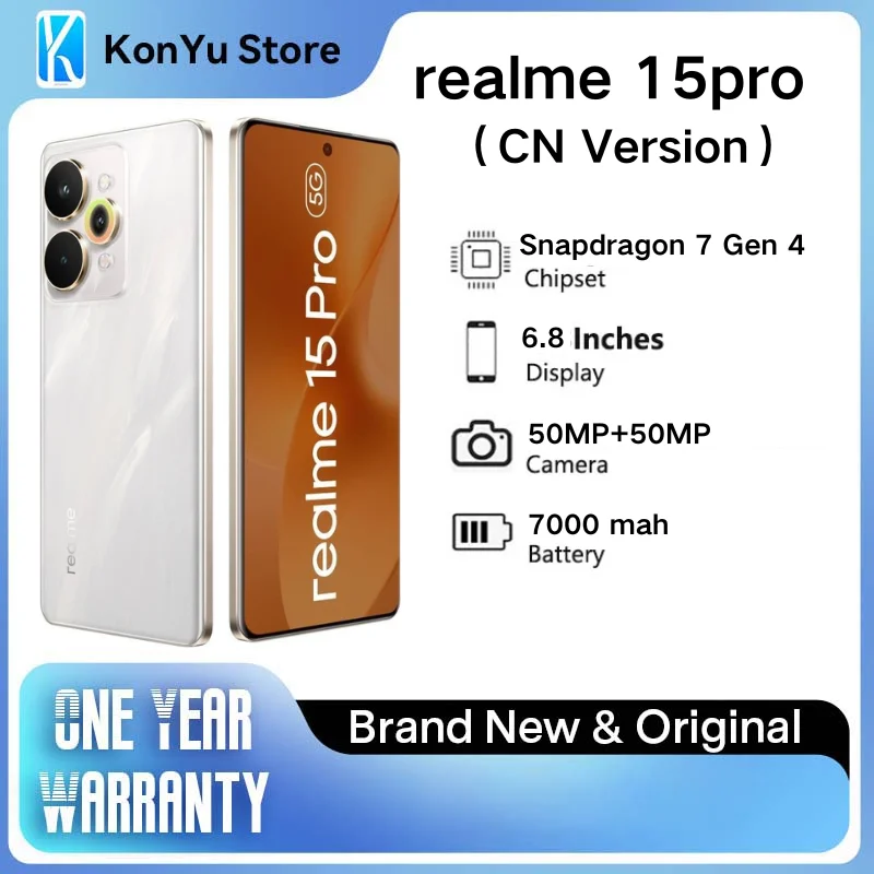 Realme 15 Pro（CN Version）Snapdragon 7 Gen 4 6.8'' 144Hz 1.5K Display 50MP IMX896 OIS Camera 7000mAh 80W Fast Charging IP68 Water