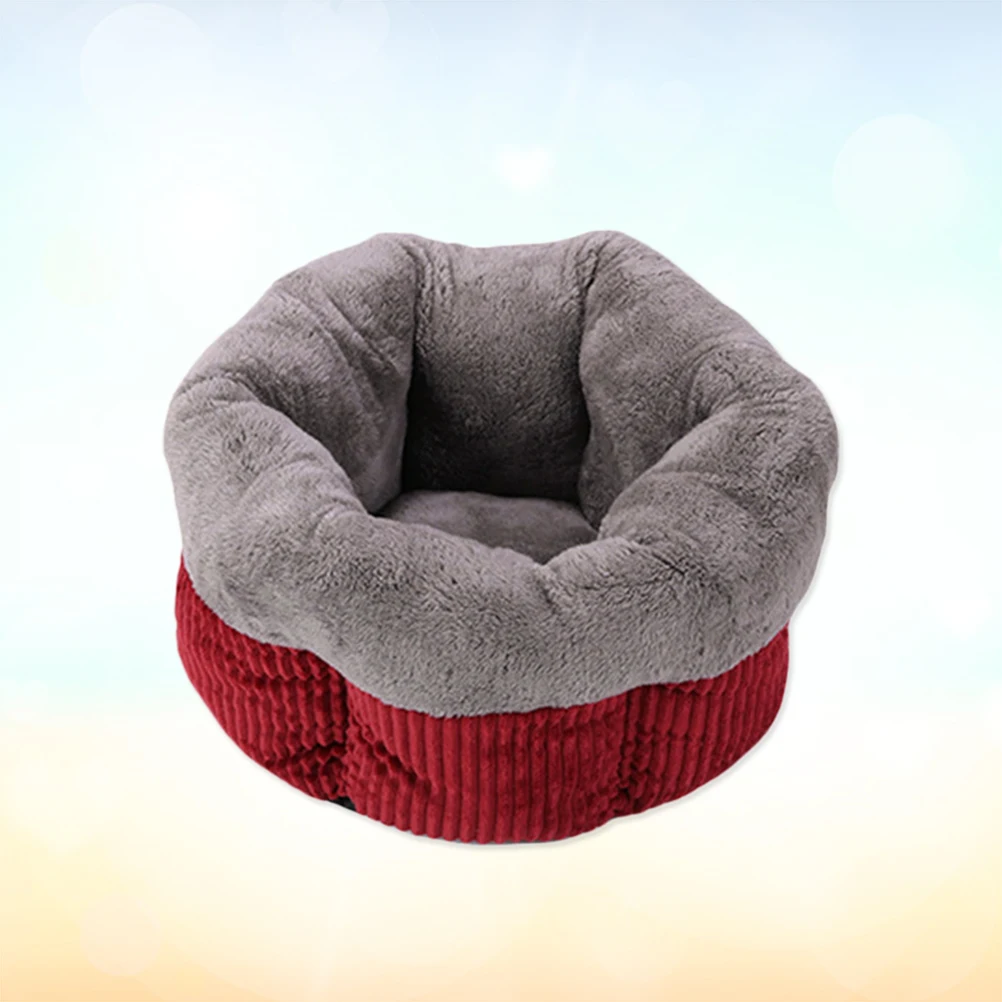 

Cat Bed Warm Fleece Cozy Nest Suede Sleeping Bag Machine Washable Pet Supplies Cat Cave Small Dog Bed Size S Red