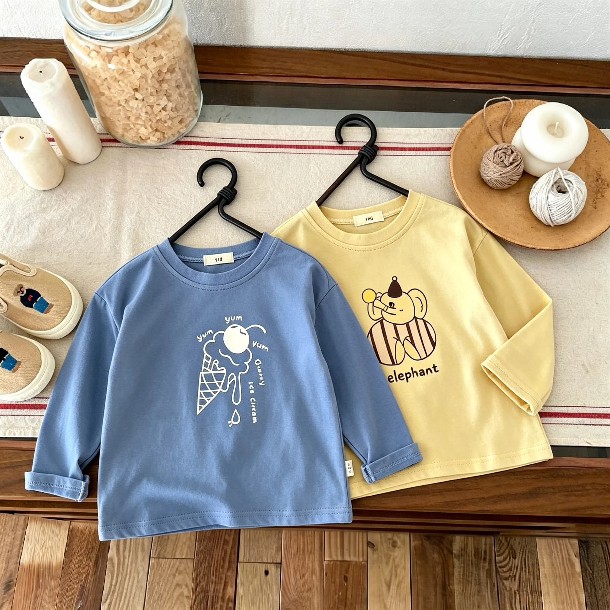 Pure Color Printed Casual Autumn Long Sleeve T-shirt Tops Children's Clothes Popular Design Kids Versatile Base Shirt Blouse