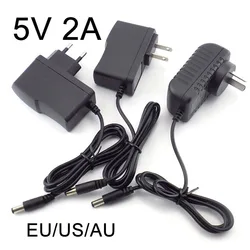 DC 5V 2A Power Adapter Supply AC to DC 100V-240V Converter Charger 2000mAh 5.5mm x 2.1mm US EU Plug for LED Strip CCTV Camer E1