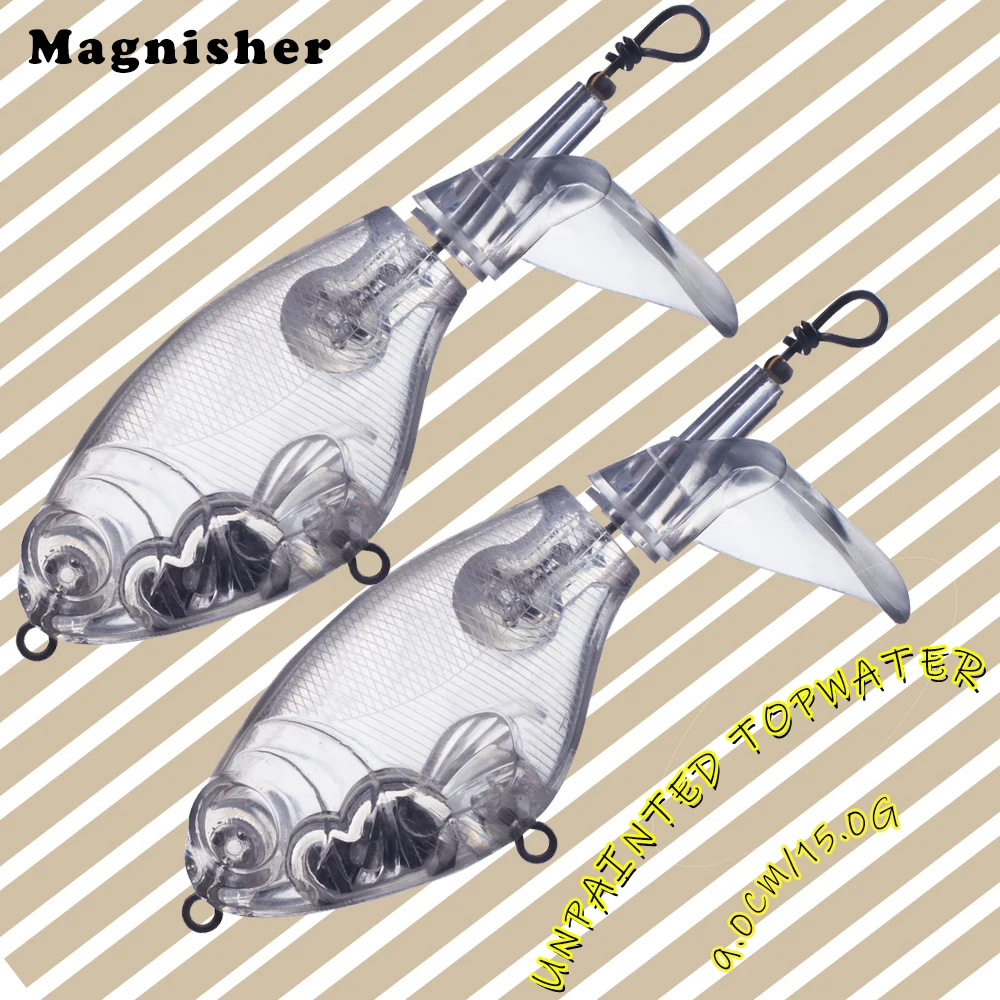 Magnisher 10 قطعة/الوحدة 9 سنتيمتر 15 جرام توبواتر الطعوم الفراغات تدور الذيل الصلب الاصطناعي غير مصبوغ الصيد السحر بوبر DIY المروحة الطعوم