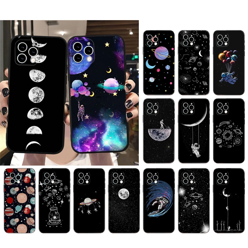 Phone Case For iphone 16 15 14 Pro Max 16 15 14 13 12 Pro 15Plus iphone 11 Moon Astronaut Case Funda