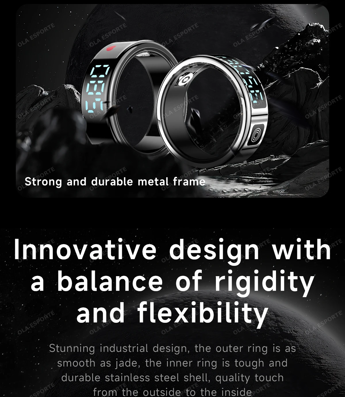 Intelligenter Ring mit Digitalanzeige, Fitness-Tracker, Schlaf- und Aktivitätsmonitor, Schrittzähler, Fernkamera, Tragbarer Ring für den täglichen Sport HT30 – Detail 3
