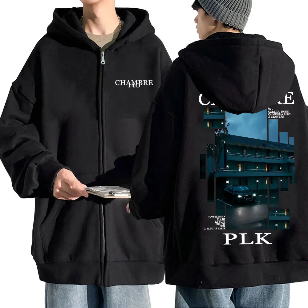 مغني الراب PLK Chambre 140 ألبوم الجرافيك قلنسوة بسحاب الرجال النساء الهيب هوب موضة موسيقى البوب زمم سترة الذكور Vintage هوديس غير رسمية