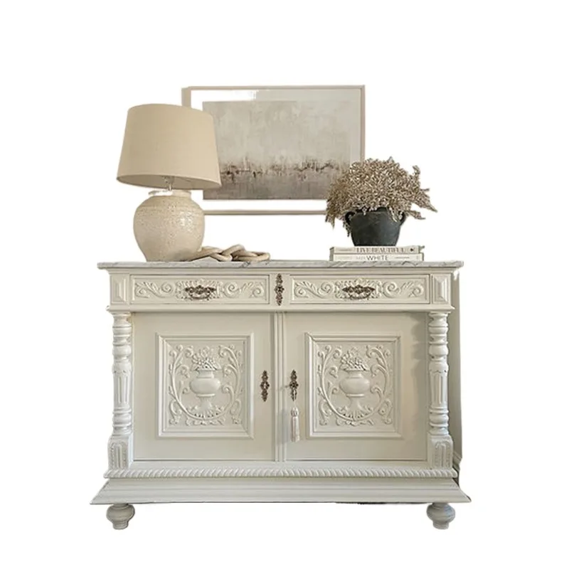 

Американский ретро обеденный боковой шкаф из цельного дерева, простое французское хранилище для гостиной, шкаф для хранения вещей