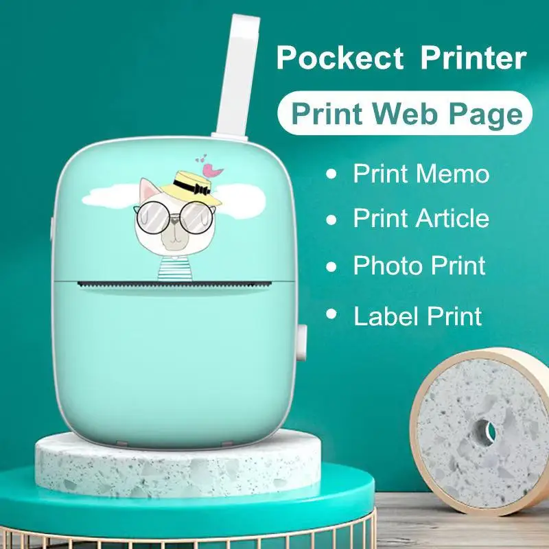 MINI Portable Thermal Printer Wireless Label Memo Machine 200dpi Bluetooth Inkless Pocket Imprimante Phone Notes Printing Paper