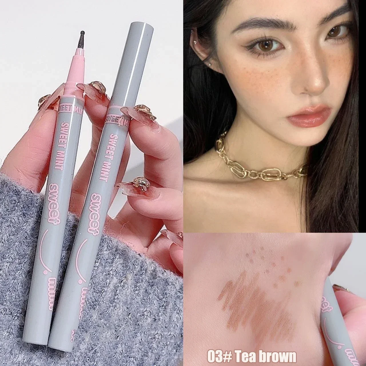 Stylo de maquillage liquide réaliste naturel, stylo à tête ronde légère, stylo à fausse tache de rousseur, stylo à points pour le visage, stylo à taupe, imperméable, longue durée