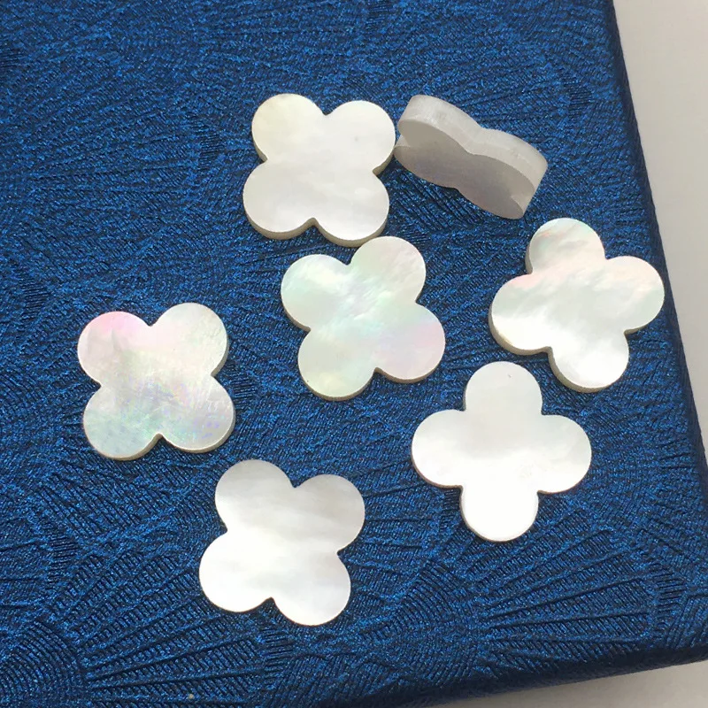 Natural White Mother Of Pearl White Shell Loose Stone Four Leaf Flower BeadsFor Jewelry Making