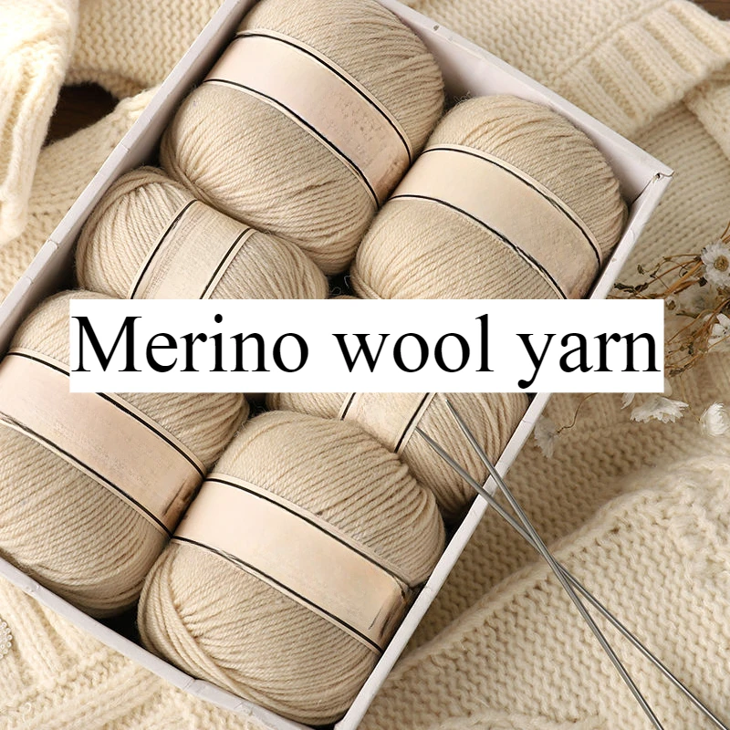 

500g/set 4 Ply Merino Wool Woolen Yarn for Hand Knitting Crochet Sweater Hats Gloves Thread Soft Puffy Comfortable Medium Thick