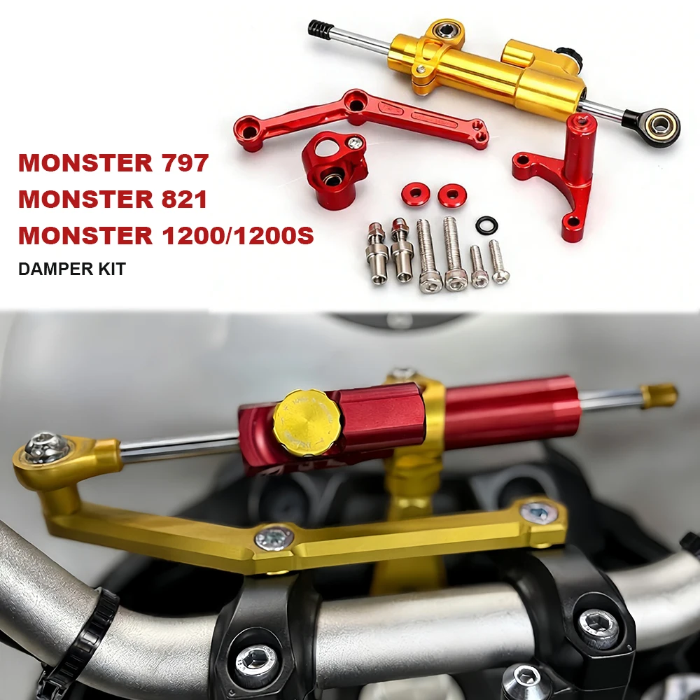 

For Ducati Monster 797 821 1200 1200S 2014-2021 Motorcycle Steering Damper Stabilizer Mounting Bracket Kit Anti Vibration Parts