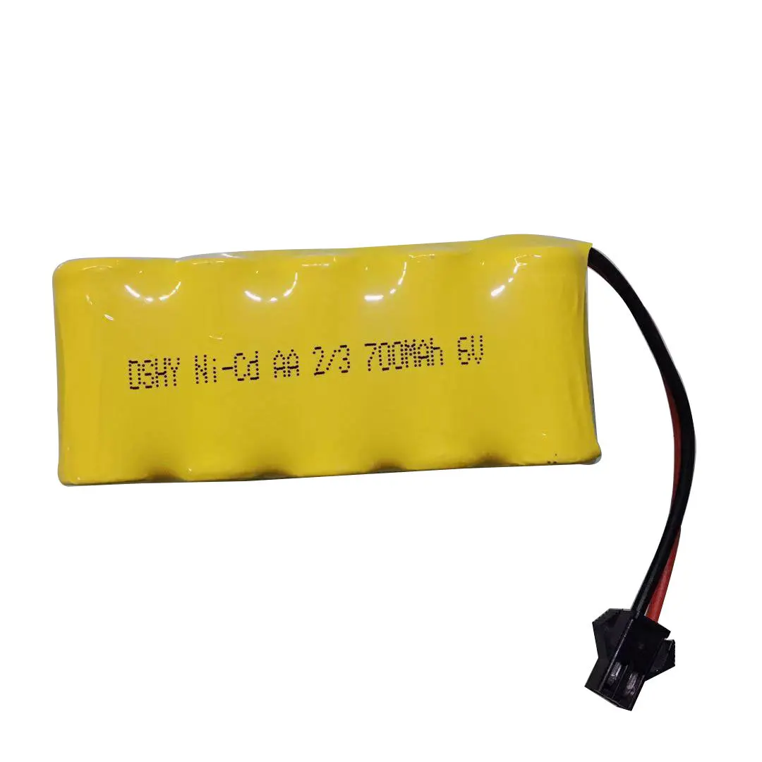 Batería AA de 6V y 700mah para coche de juguete RC, tanque, trenes, Robot, barco, pistola, enchufe de SM-2P, batería de 6v de 700mah, 2-10 piezas