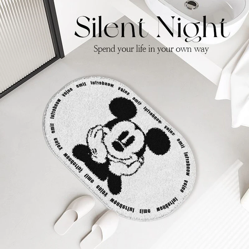 Disney Mickey Mouse Mat Bath Mat Non Slip Cartoon Minnie Mouse Cushion Absorbent Faux Cashmere Carpets Living Room Bathroom Mat