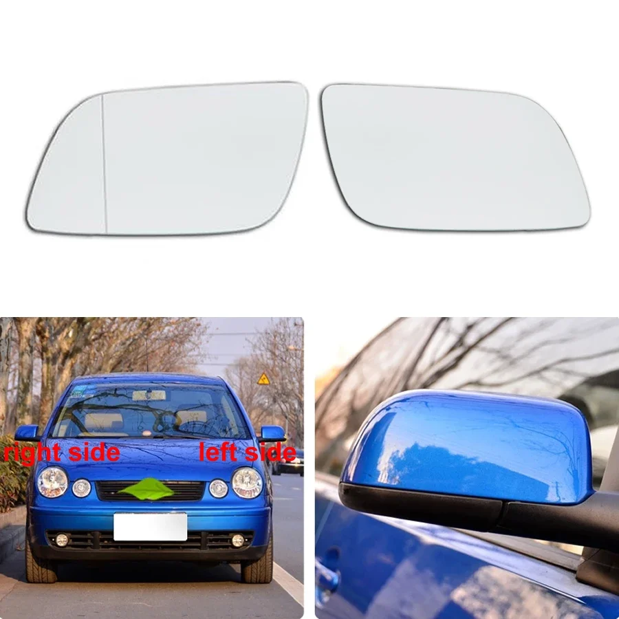 

For Volkswagen VW Polo 2002 2003 2004 2005 Heating Replacement Side Mirrors Lens Door Wing Rear View Mirror White Glass 1PCS