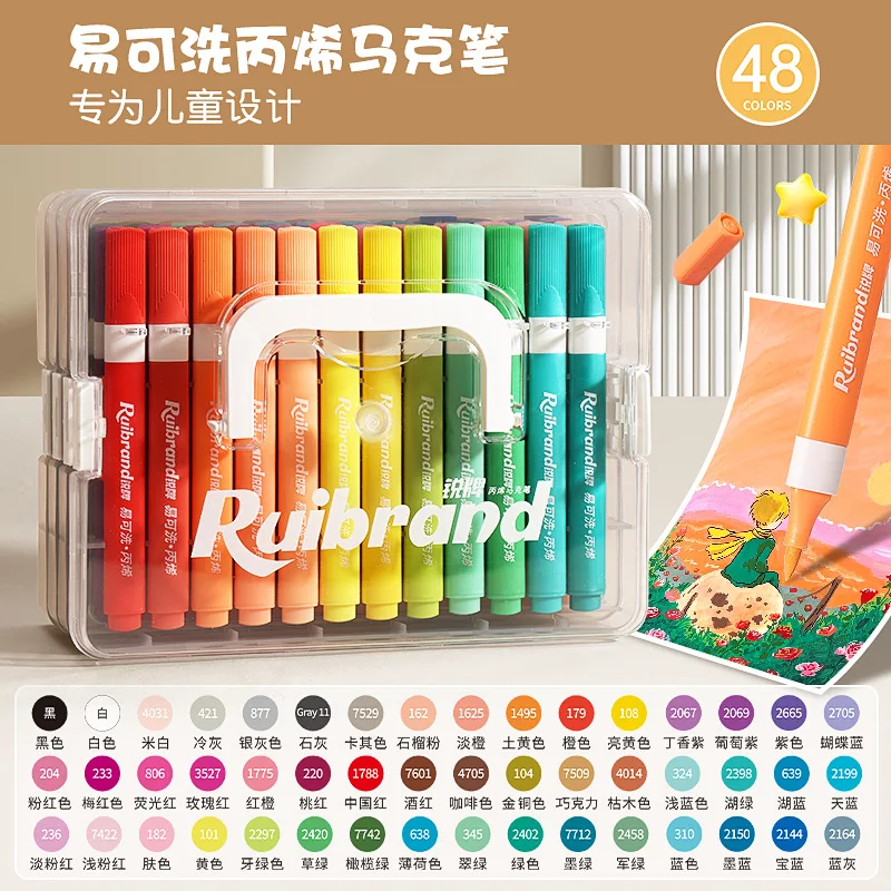 12-48 colori Pennarelli artistici Pennarelli acrilici lavabili per pittura Disegno Carta Legno Fai da te per bambini Ritorno a scuola Arte di cancelleria