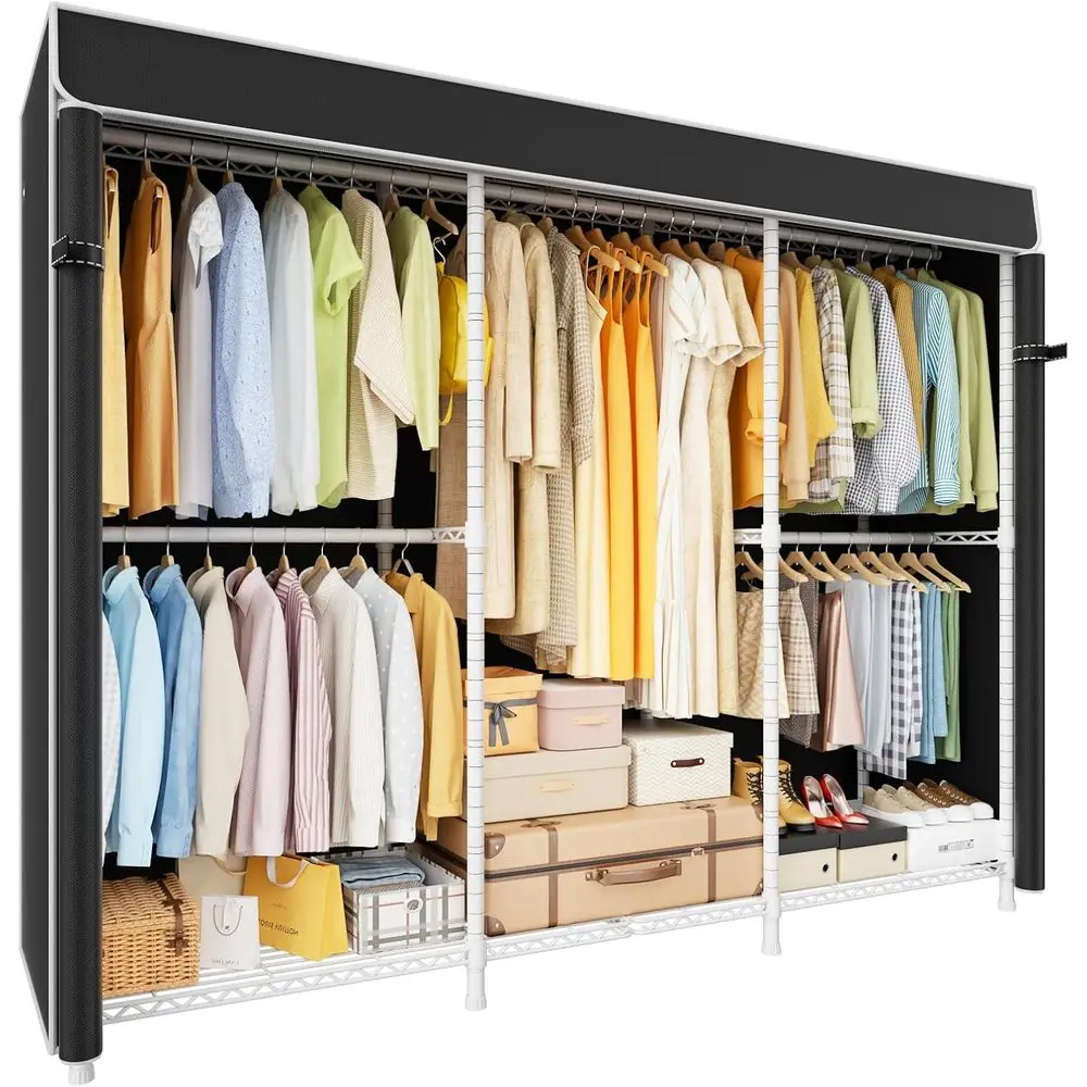 E14C Pro Heavy Duty Closet Organizer System,reestanding Clothing Racks or Hanging Clothes,Adjustable Garment Rack 70.1"W × 16.6"