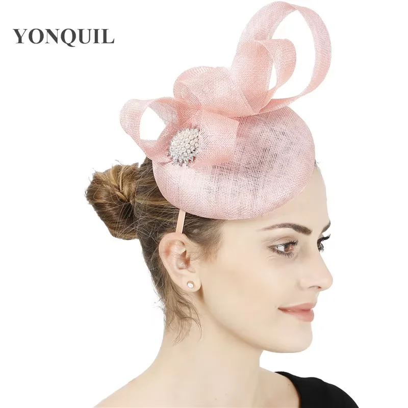 Elegant White Sinamay Wedding Bridal Fascinators High Quality Headwear Hat for Women Banquet Cocktail Millinery Hair Accessories