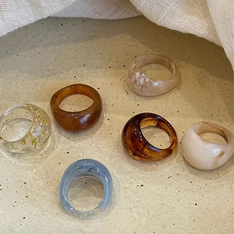 Acrylic Ring Retro Korean Style for Women Summer Daily Office Party Elegant Unique Chic Versatile Jewelry Accessory
