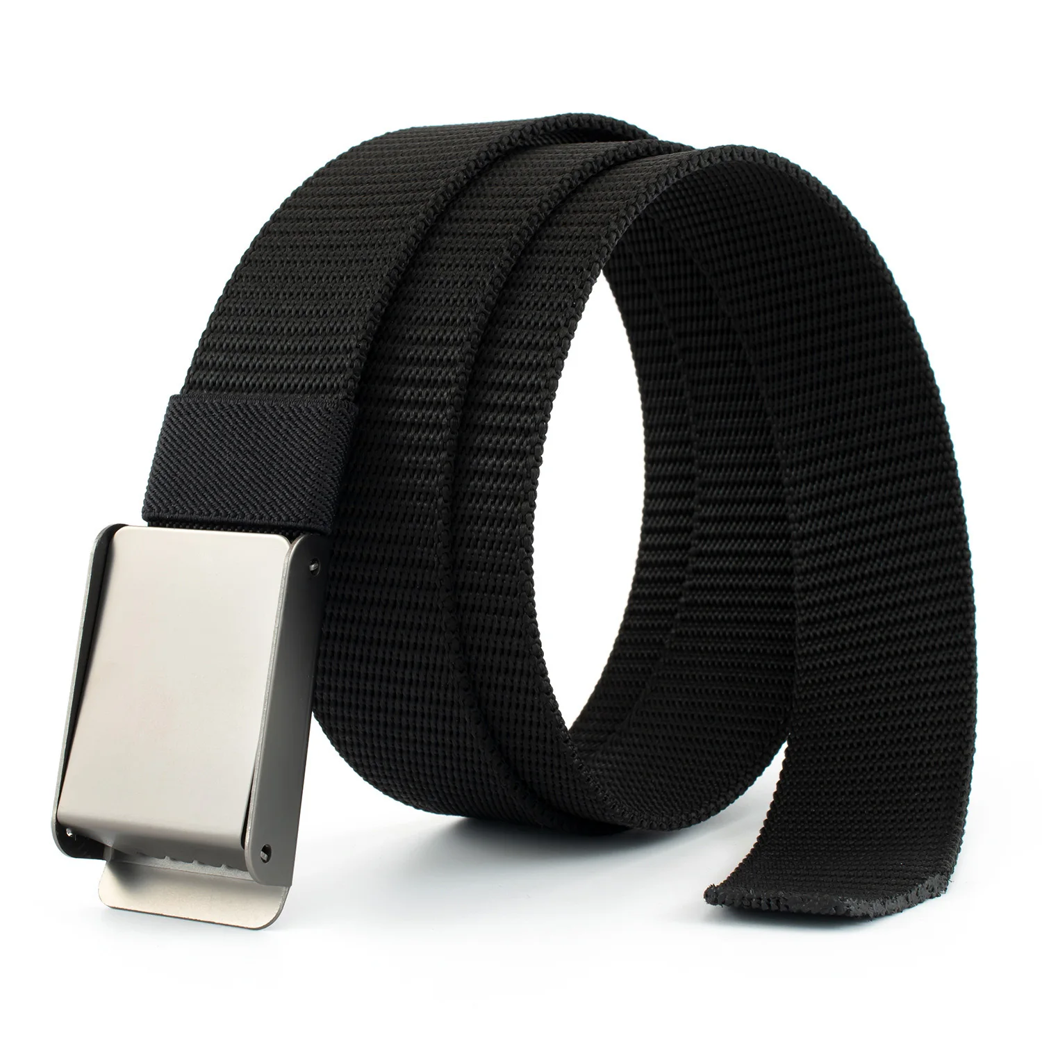 Press Buckle Tin Canvas Belt Thickened Tank Grain Nylon Woven Belt Punch Free Men'S Belt A3422