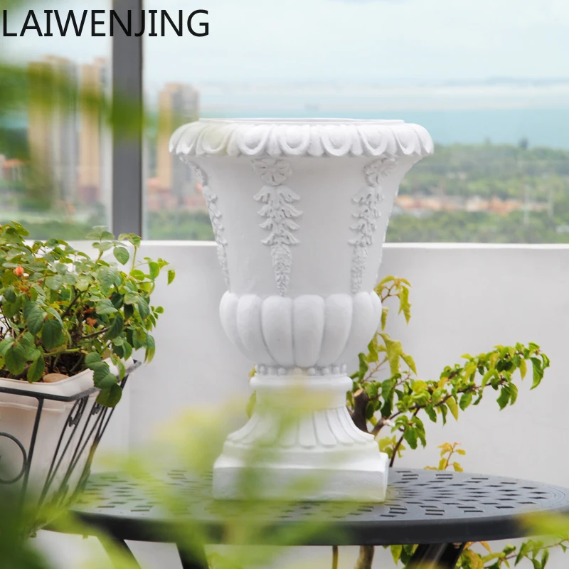 

MJY retro Roman column flower pot European garden outdoor resin fiberglass decoration