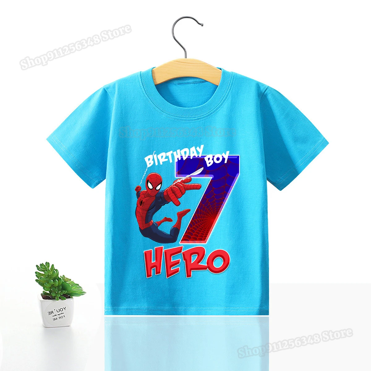 Marvel Spider-man T-shirt Kids Birthday Number Print Children Clothing Boys Fashion Tops Tshirt Cotton Summer Round Neck Gift