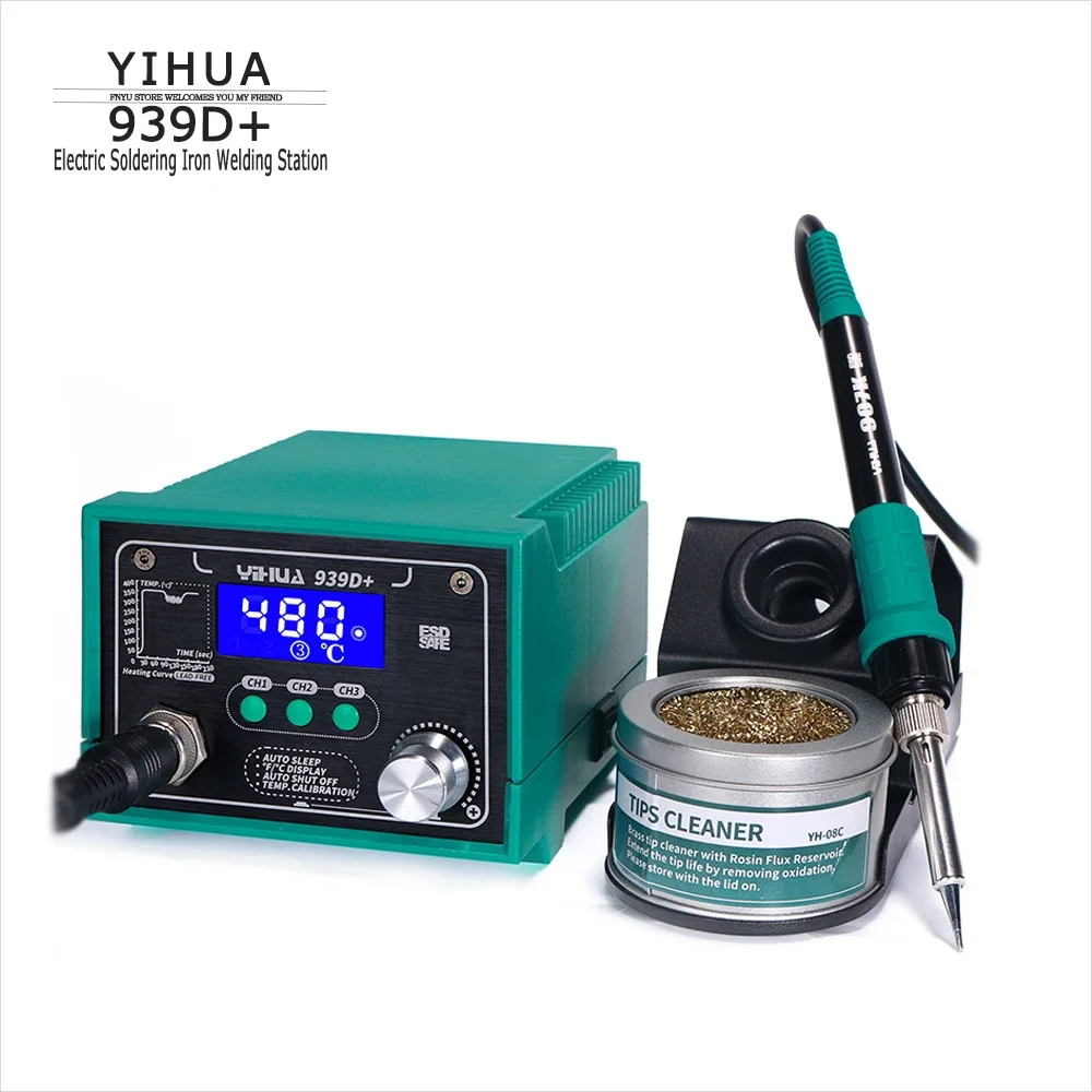 Soldering Station YIHUA 939D+ Electric Soldering Iron C/F Temperature Switch LCD High Power Digital Display Welding Table