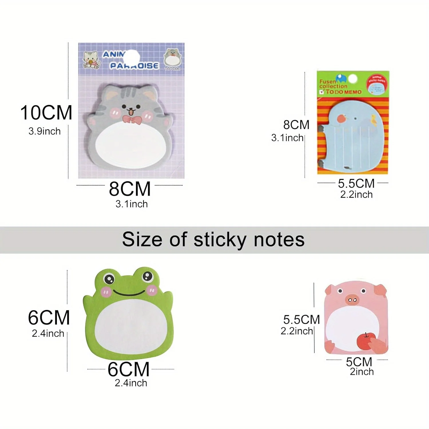 16/32 Pcs Cute Animal Stickers, Cartoon Self-Adhesive Memo Pads, School Office Supplies, Fashion Stationery Animal Lover Gifts
