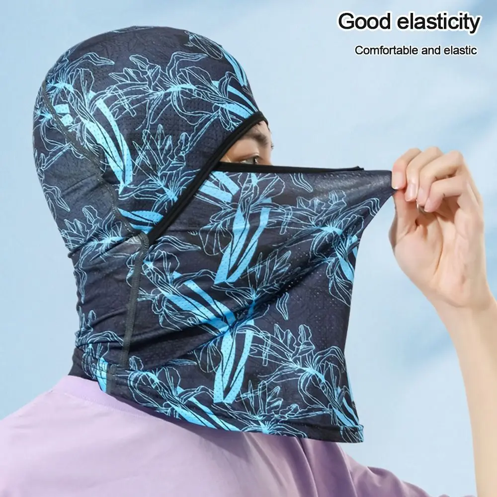 Pasamontañas de seda fría para hombre, gorra de cara completa para ciclismo, protección solar Anti-UV, cubierta facial deportiva, sombreros para bicicleta y motocicleta, Verano