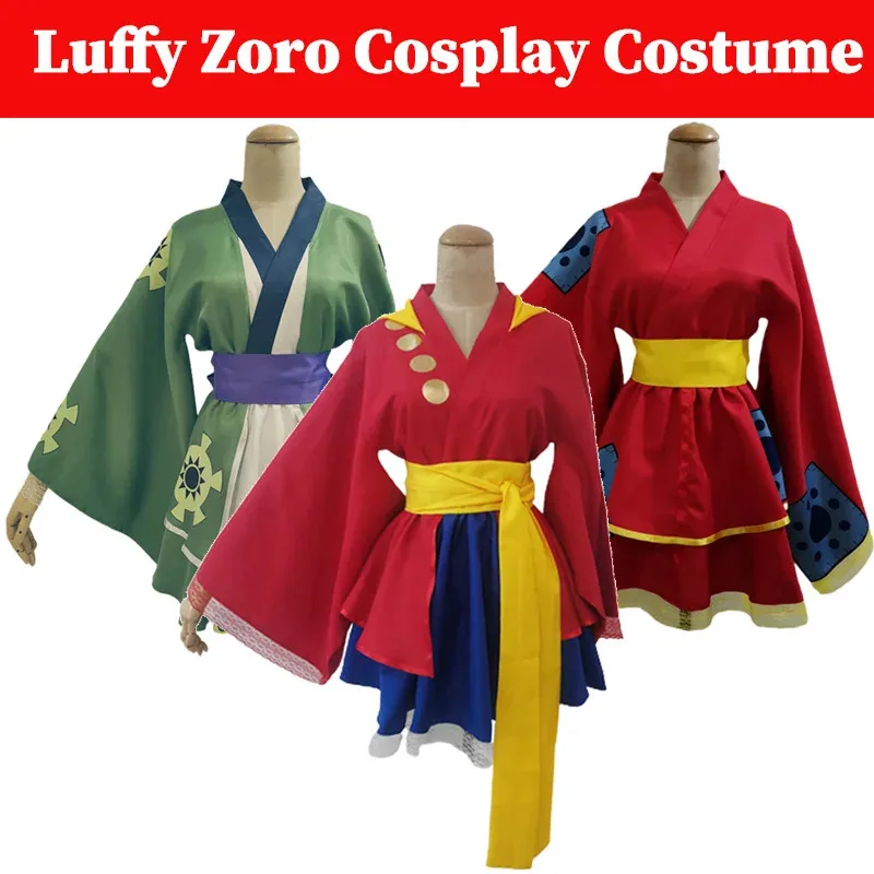 Rufy Cosplay Zoro Lolita Dress Kimono Costume Anime Pirata Abiti Donne Ragazze adulte Carnevale di Halloween Travestimento Abiti