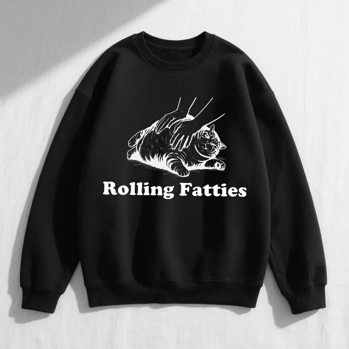 Cat Shirt Funny Rolling Fatties Graphic T-Shirt Unhinged Cat Lovers Gift Cute Fat Cat Sweatshirt Hoodie Tee for Women Men Casual