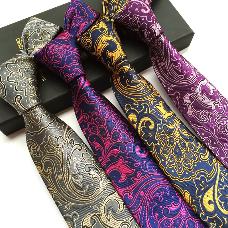 

New Tide Fashion 8CM Polyester Necktie Paisley Floral Leaf Jacquard Weave Suit Tie Business Party Wedding Daily Accessories