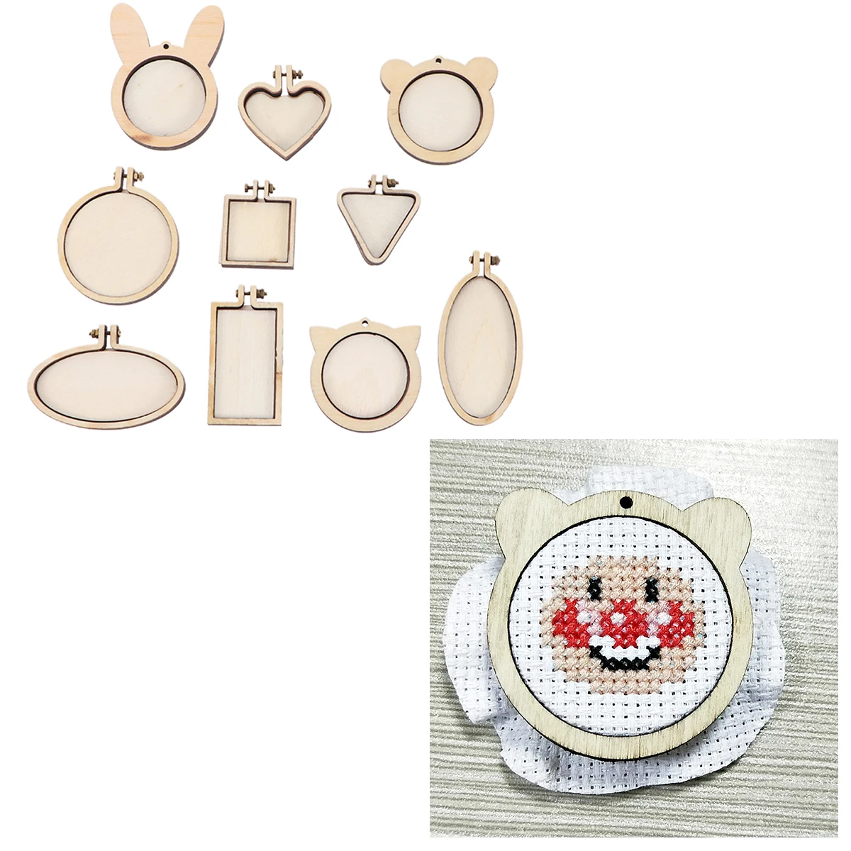 

12 Pcs Small Wooden Embroidery Shed Mini Frames Hoop Cross Stitch Square Bamboo