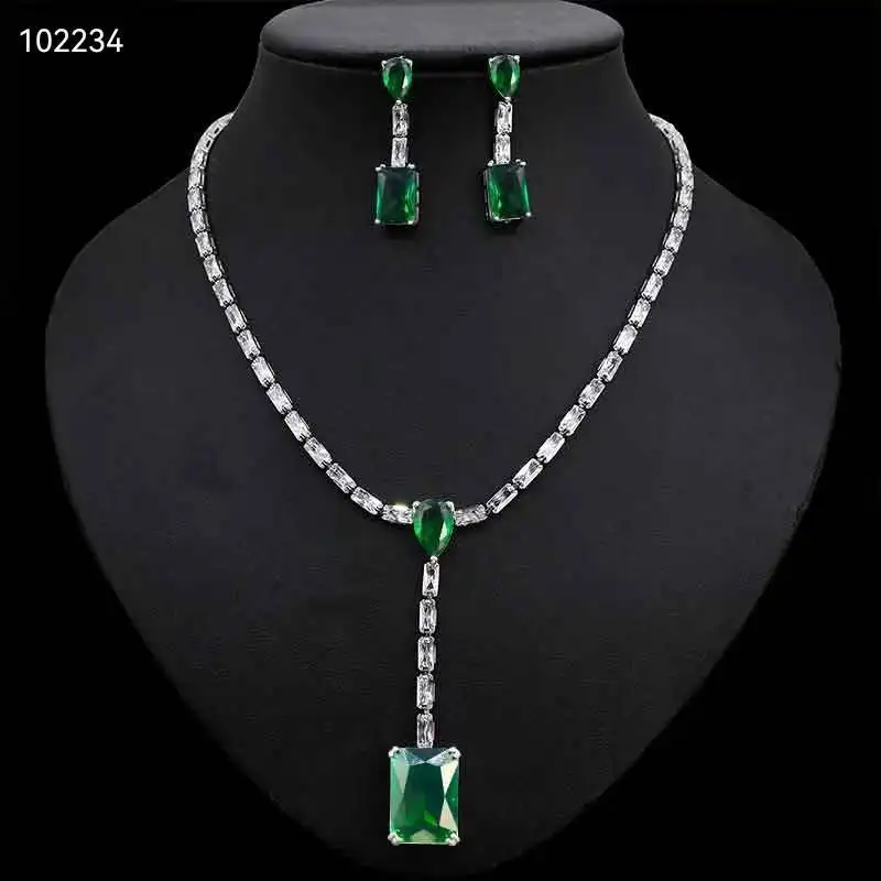 

HIBRIDE Fashion Luxury Waterdrop Statement Jewelry Set For Women Wedding Party Full Zircon Dubai Bridal Jewelry Accessories N433