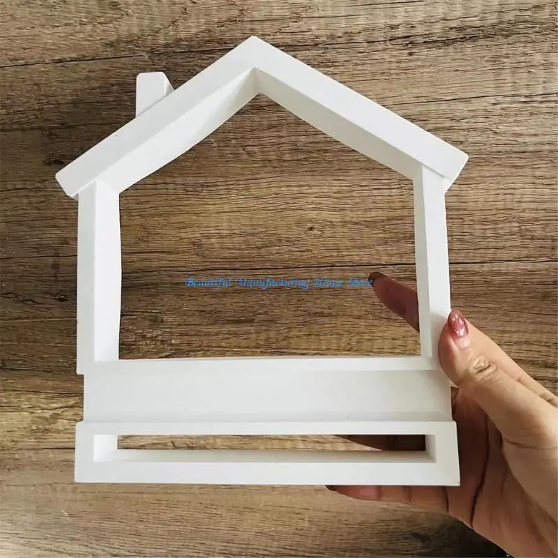 E56A Silicone Crafting Mold with House Designs Easy Demold Silicone House Base Ornament Mould for DIY Enthusiasts