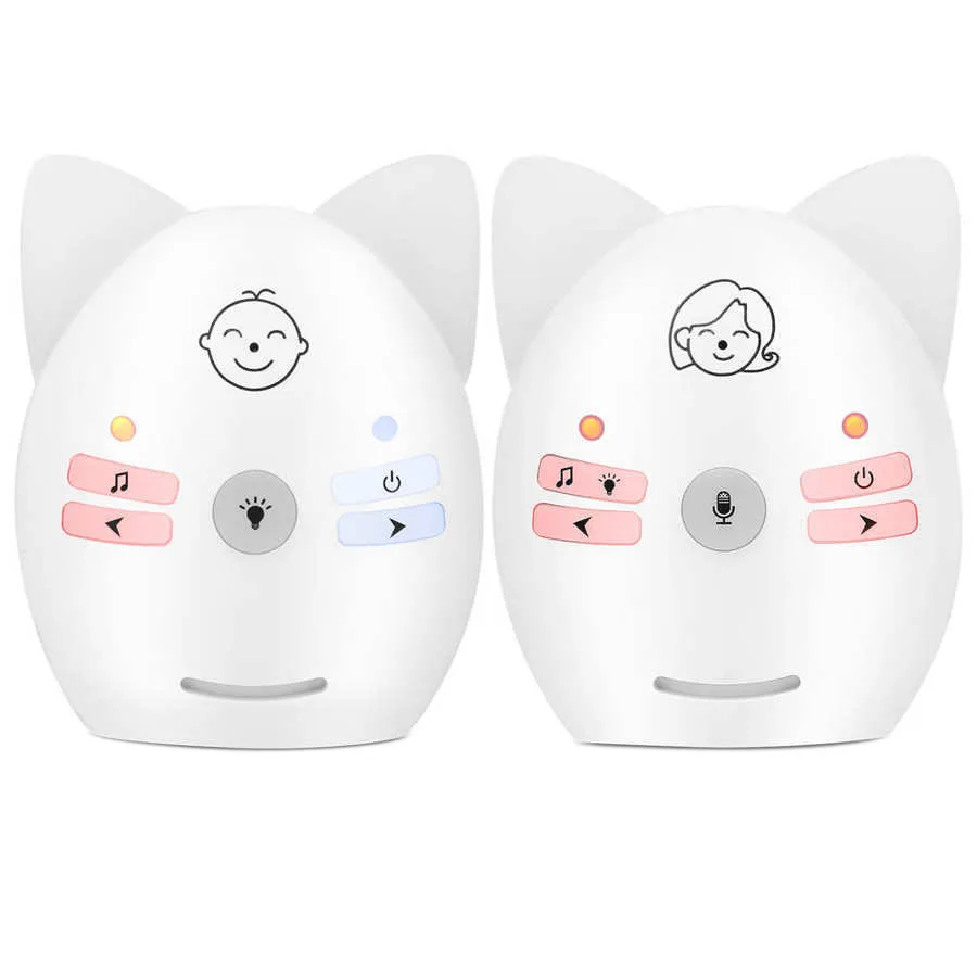 Wireless V30 Portable Babysitter 2.4GHz Audio Baby Monitor Digital Voice Broadcast Double Talk Night Light White EU Plug