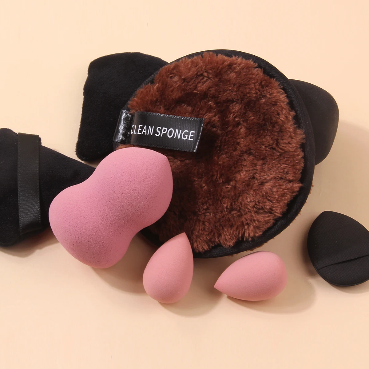 8PCS 휴대용 여행용 얼굴 화장 도구: 삼각형 파우더 퍼프/스펀지 에그, 미니 물방울/파우더 퍼프, 원형 클렌징 퍼프