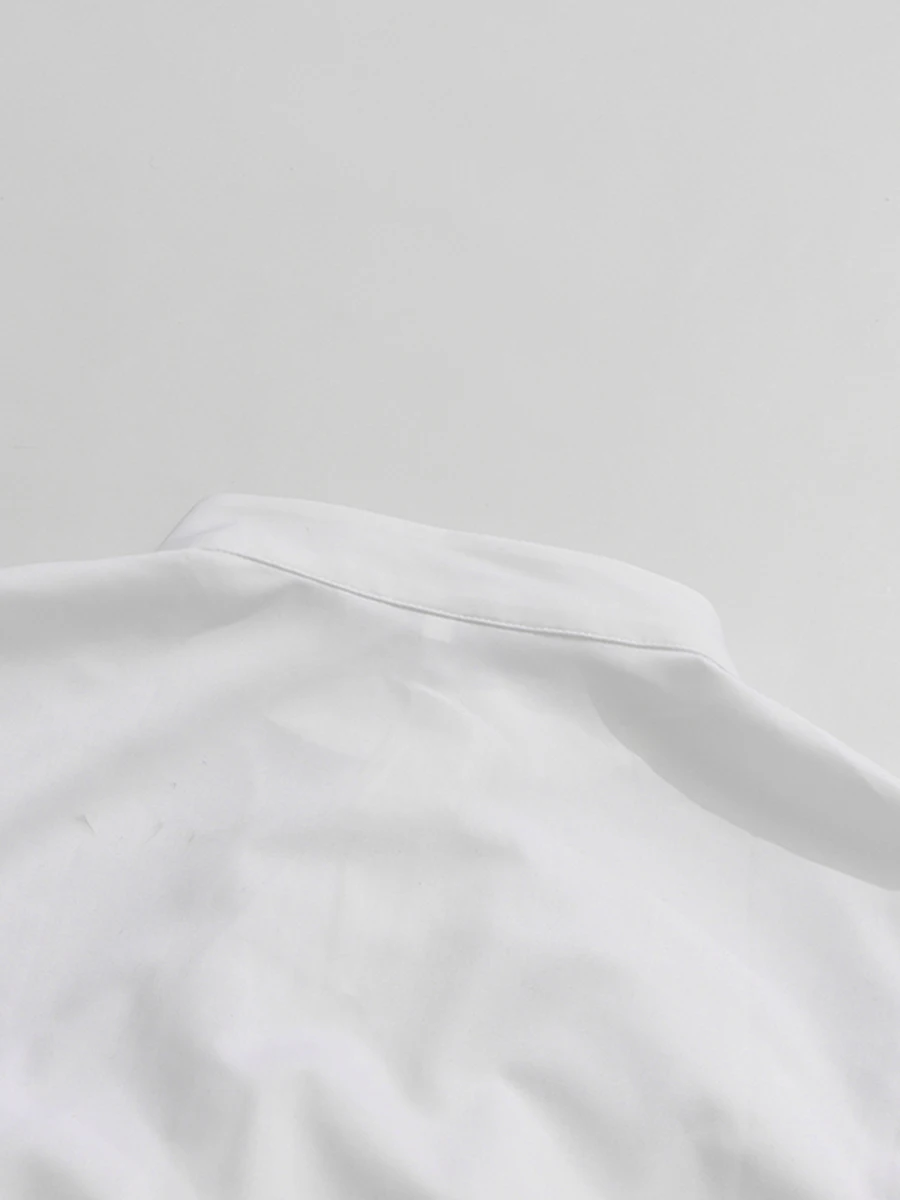 CHICEVER ホワイトスプライス菌類シャツ女性スタンドネック長袖ルーズフレンチエレガントな女性のシャツ秋スタイルファッション新