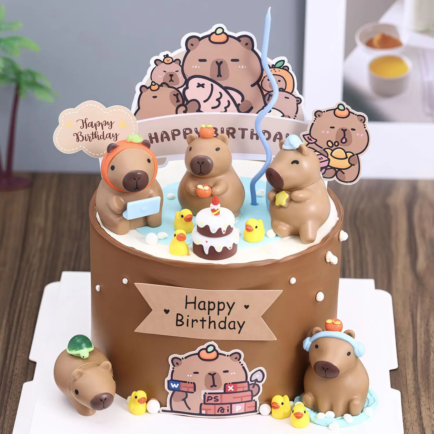 Capybara Geburtstag Kuchen Topper Nette Capybara Kuchen Dekorationen Für Kinder Capybara Geburtstag Party Cupcake Dekore Liefert – Detail 5