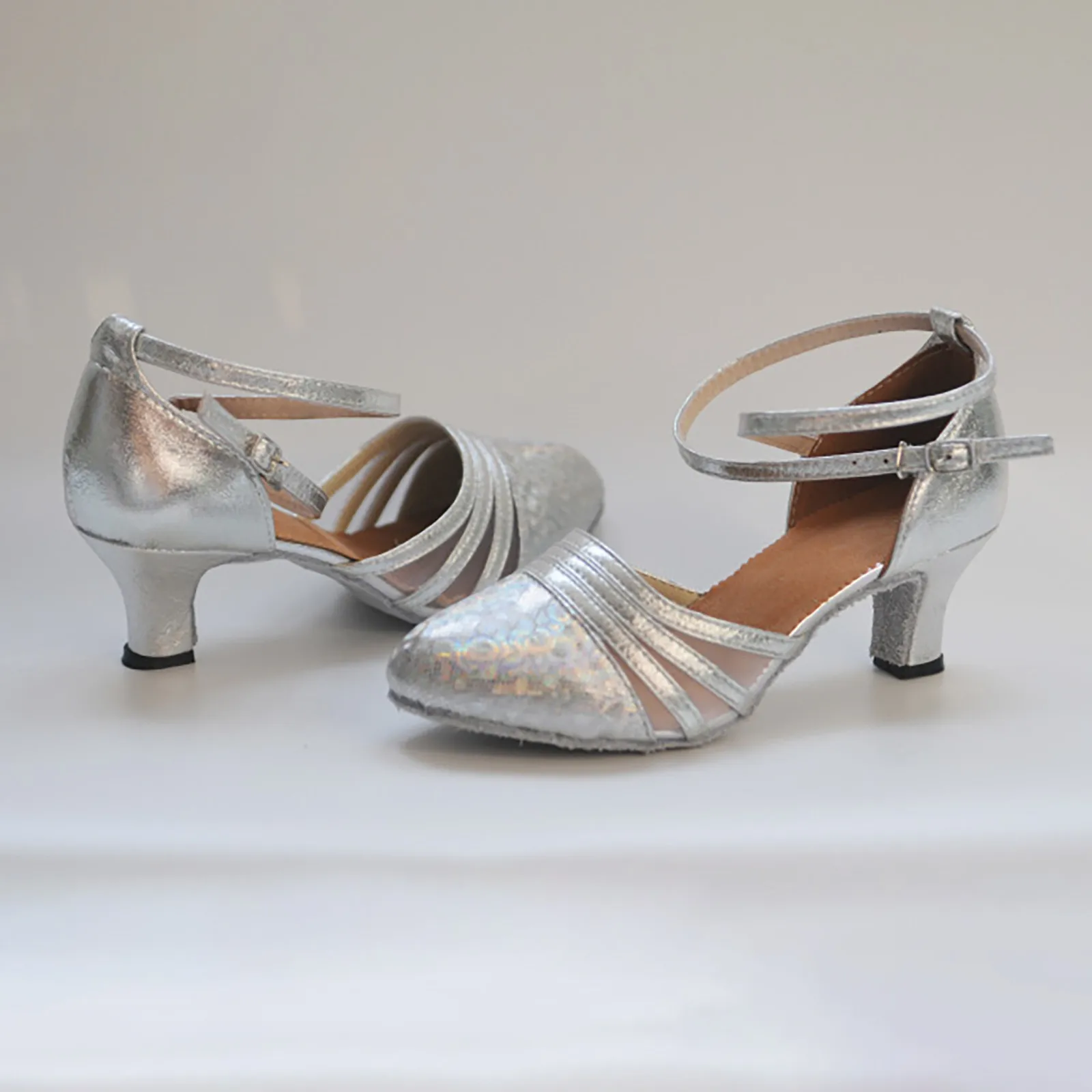 Moda scarpe da ballo latino donna suola in gomma morbida punta chiusa moderna sala da ballo tango festa signora paillettes scarpe da ballo latino