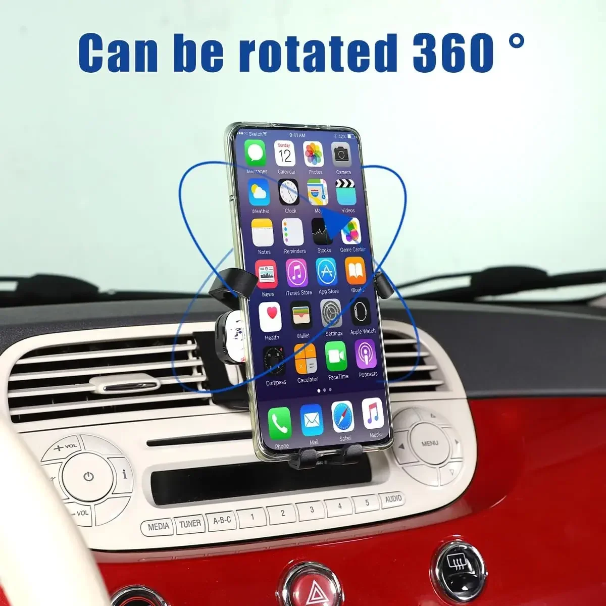 Car Center Dashboard Air Condition Outlet Cell Phone Holder Bracket For Fiat 500 Fiat 595 2010-2015 Mobile Mount Stand 1PCS