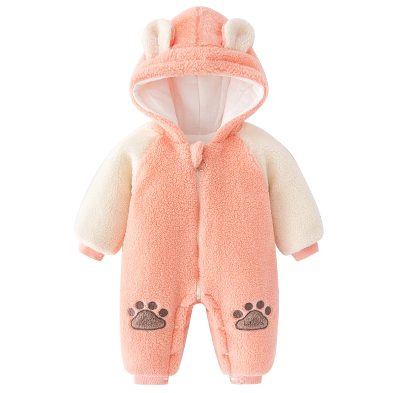 2023 Baby Winter Clothes Newborn Jumpsuit Cartoon Cute Hooded Fleece Warm Thick One-Pieces Infant Clothing Girl Boy Romper BC297