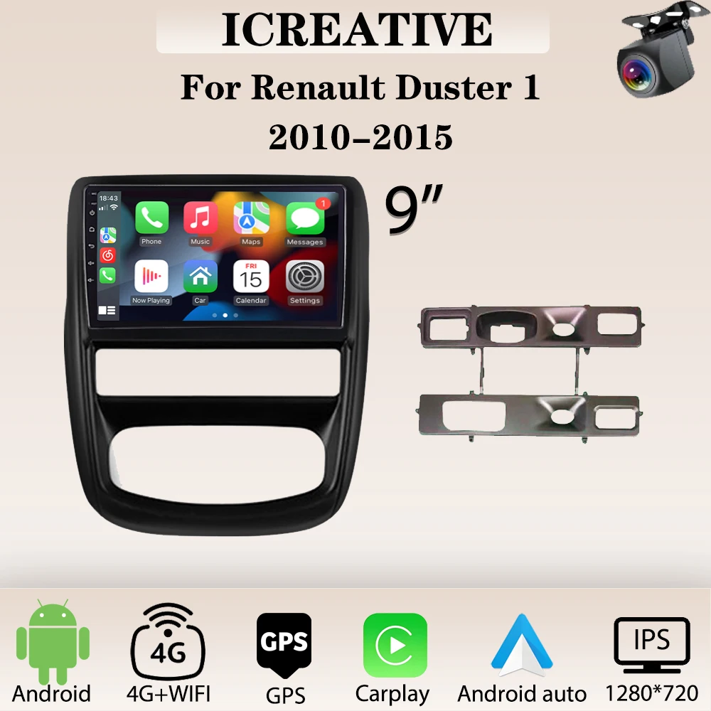 

Car Radio Carplay for Renault Duster 1 2010-2015 Multimedia Player 2din Stereo Head Unit Android 9 Inch Autoradio Navigation GPS