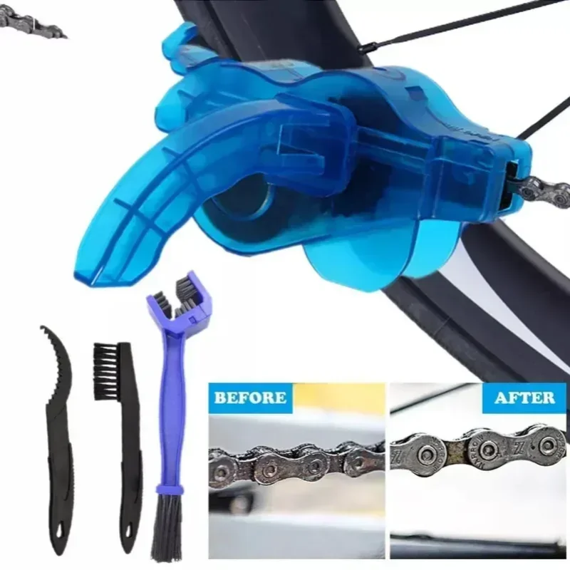 Portable Bicycle Chain Cleaner Bike Brushes Scrubber Wash Tool Mountain Cycling Cleaning Kit Outdoor Accessory